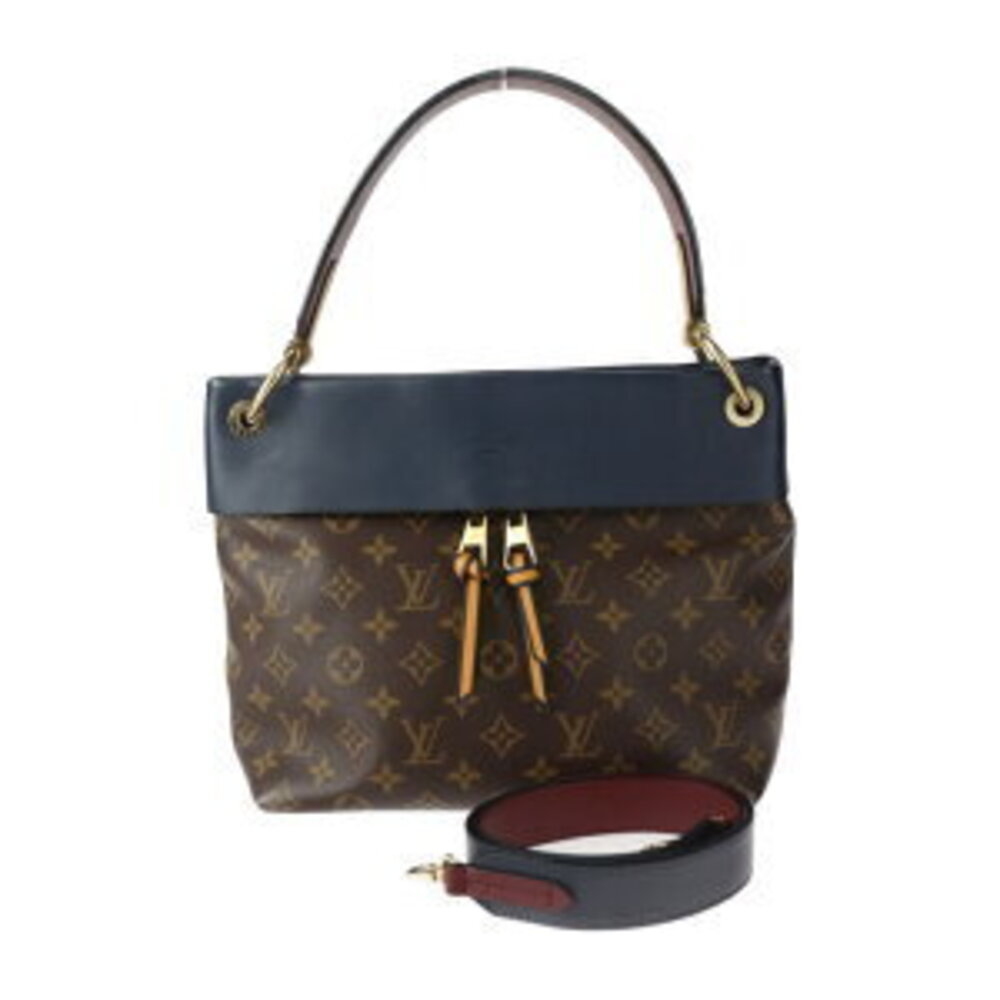 Louis Vuitton Tuileries Besas Monogram Handbag Calf Leather Marine Bordeaux